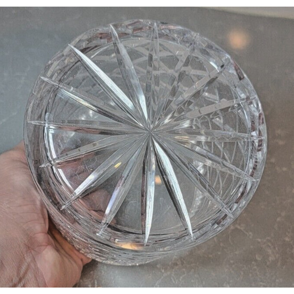 Czech MCM Vintage ￼Cut Crystal ￼Ice Bucket -Cookie Jar Canister w/Lid Starburst - Picture 6 of 7